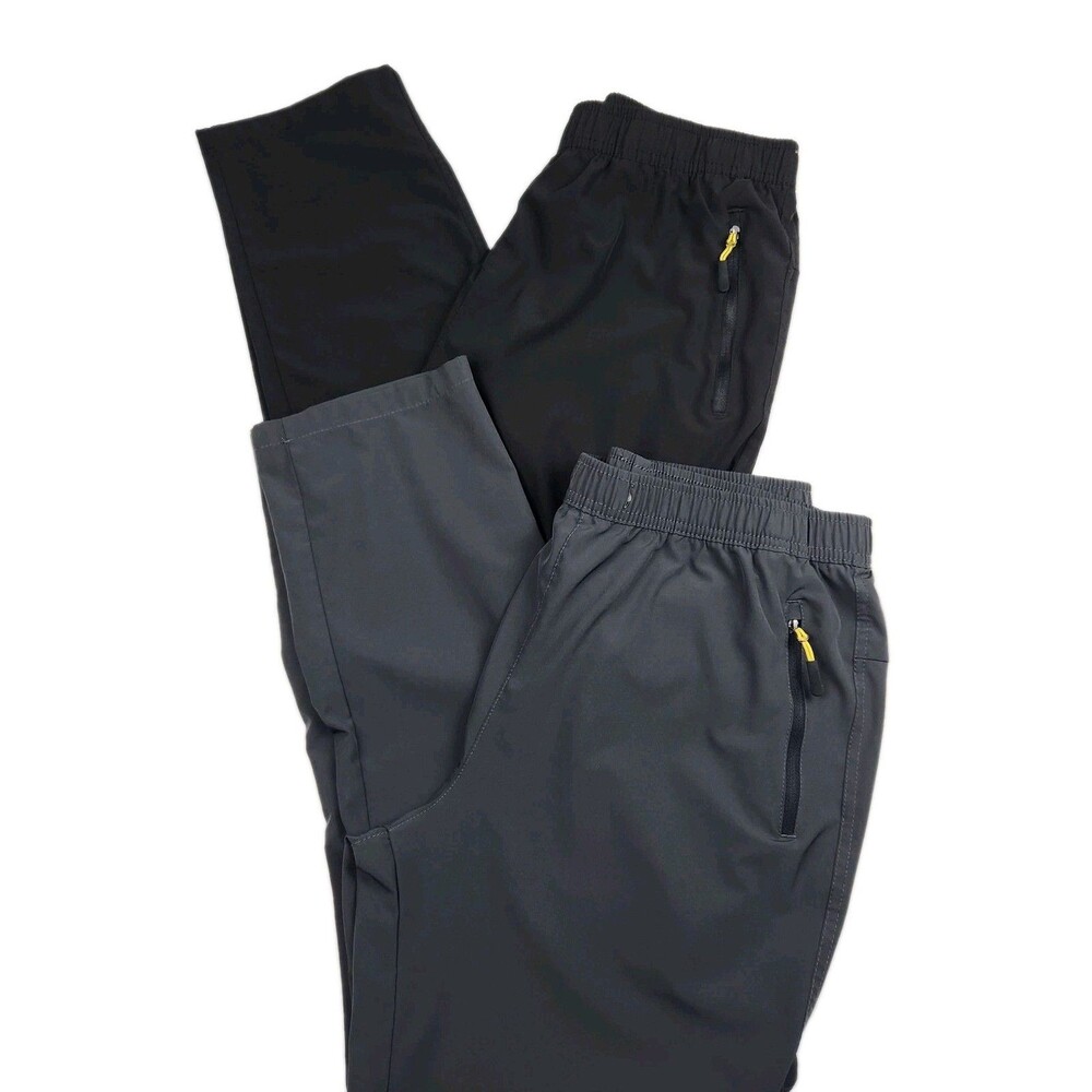 Unbranded Lightweight Track Pants Mens L Gray/Black Lot of 2 Straight Zip Pocket